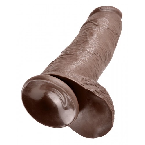 Коричневый фаллоимитатор-гигант 12  Cock with Balls - 30,5 см.