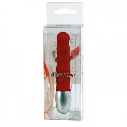 Стильный красный мини-вибратор Discretion Vibe Ribbed - 11 см. 
