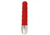 Стильный красный мини-вибратор Discretion Vibe Ribbed - 11 см. 