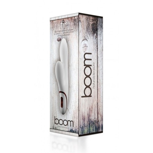 Белый вибратор BOOM Fir с клиторальной щёточкой - 23 см.