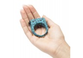 Бирюзовое эрекционное виброкольцо на пенис SILICONE LOVE RING