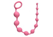 Розовая анальная цепочка Long Pleasure Chain - 35 см.