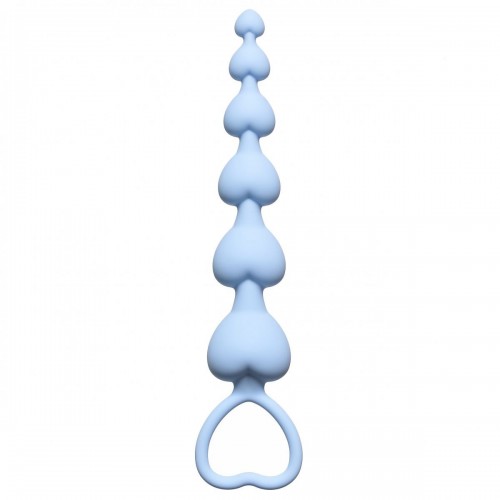 Голубая анальная цепочка Heart s Beads Blue - 18 см.