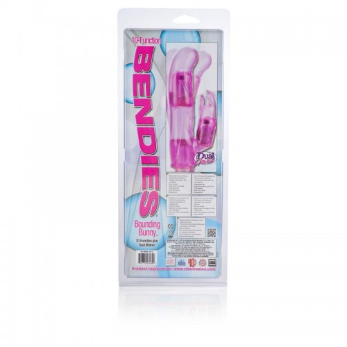 Розовый вибромассажер 10-Function Bendie Bounding Bunny Vibes - 22,8 см.