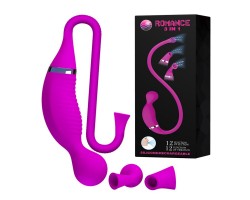 Двусторонний стимулятор Romance 3-in-1 - с вибрацией и функцией всасывания