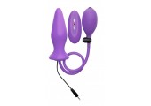 Фиолетовый анальный стимулятор с функцией расширения и вибрацией Inflatable Vibrating Silicone Plug - 12,2 см.