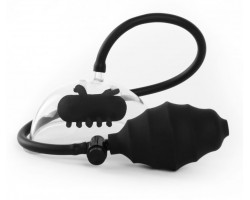 Чёрная вакуумная вибропомпа Vibrating Pussy Pump