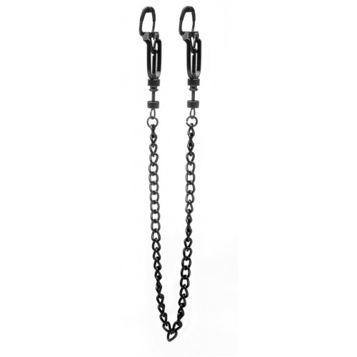 Чёрные зажимы на соски с цепочкой Helix Nipple Clamps