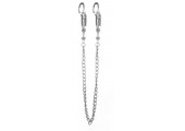 Серебристые зажимы на соски с цепочкой Helix Nipple Clamps