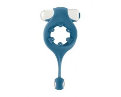 Синее эрекционное виброкольцо Infinity Vibrating Cockring with Dangling Ball