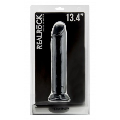 Чёрный фаллоимитатор-гигант Realistic Cock 13,4 Inch No Scrotum - 34 см.