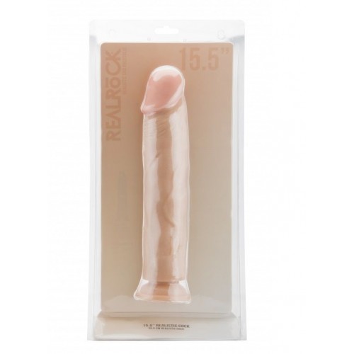 Телесный фаллоимитатор-гигант Realistic Cock 15,5 Inch No Scrotum - 39,5 см.