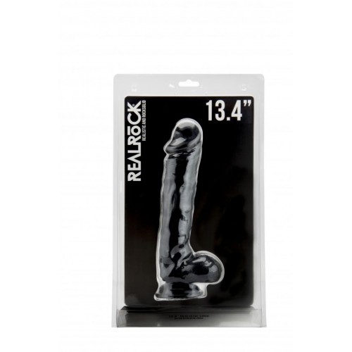 Чёрный фаллоимитатор Realistic Cock 13,4  With Scrotum - 34 см.