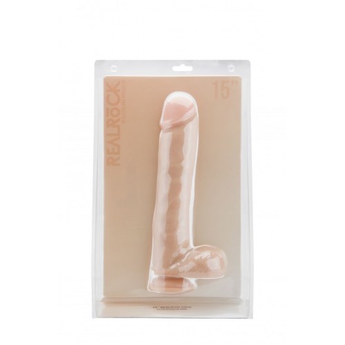 Телесный фаллоимитатор Realistic Cock 15  With Scrotum - 38 см.