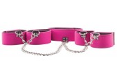 Чёрно-розовый двусторонний комплект для бандажа Reversible Collar / Wrist / Ankle Cuffs