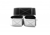 Чёрно-белый двусторонний ошейник с наручниками Reversible Collar and Wrist Cuffs