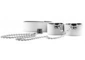 Чёрно-белый двусторонний ошейник с наручниками Reversible Collar and Wrist Cuffs