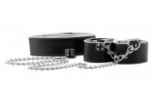 Чёрно-белый двусторонний ошейник с наручниками Reversible Collar and Wrist Cuffs