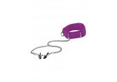 Фиолетовый воротник с зажимами для сосков Velcro Collar