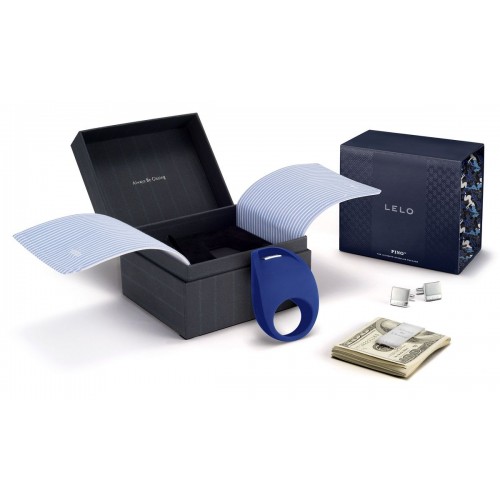 Синее эрекционное кольцо с вибрацией Pino Federal Blue