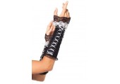 Перчатки с кружевом Lace Up Opaque Arm Warmer With Lace Ruffle Trim