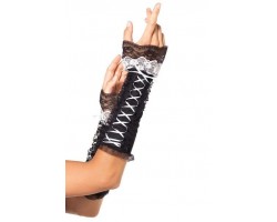 Перчатки с кружевом Lace Up Opaque Arm Warmer With Lace Ruffle Trim