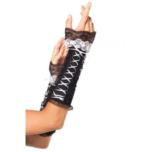 Перчатки с кружевом Lace Up Opaque Arm Warmer With Lace Ruffle Trim