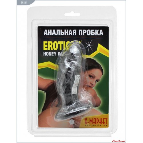 Чёрная анальная пробка-фаллос - 13 см.