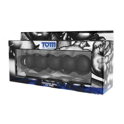 Анальный вибромассажер Tom of Finland Stacked Ball 5 Mode Vibe - 24 см.
