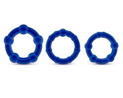 Набор из 3 синих эрекционных колец Stay Hard Beaded Cockrings